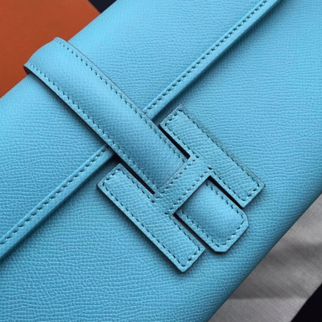 Celeste Epsom Fake Hermes Jige Elan 29 Sleek Clutch Bag angle 4