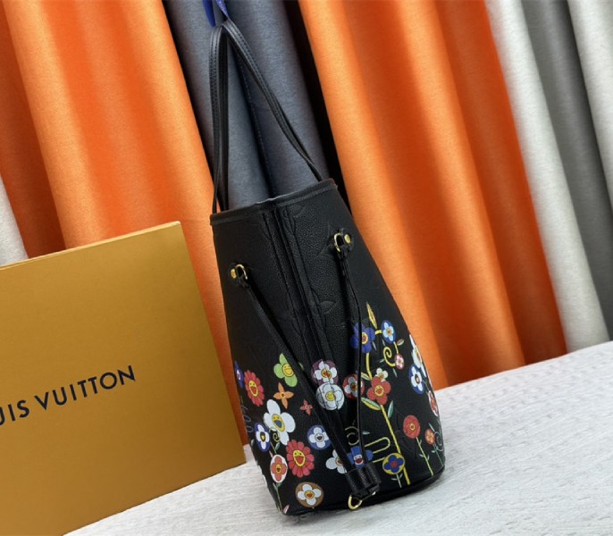 Louis Vuitton X TM Monogram Empreinte Neverfull MM In Black With Style 1 angle 4