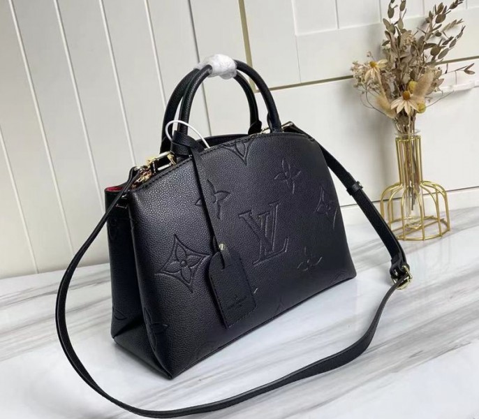 Louis Vuitton Monogram Empreinte Leather Petit Palais Handbag In Black angle 2