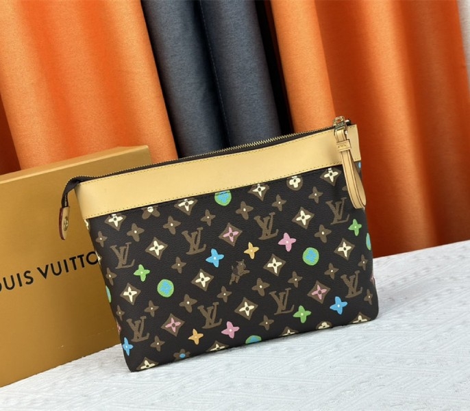 Louis Vuitton Monogram Craggy Voyage Souple Pochette In Chocolate angle 3