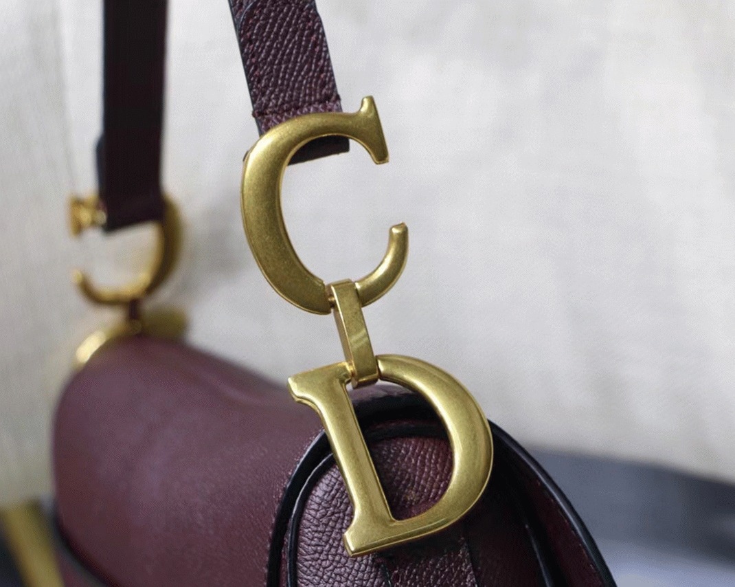Dior Saddle Bag Knockoff in Amaranth Grained Calfskin angle 5