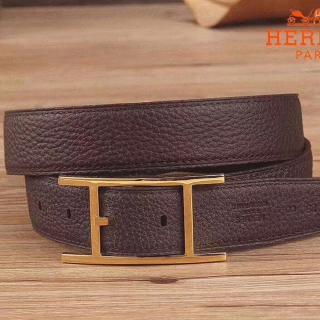 Replica Hermes Quentin chocolate reversible belt angle 5