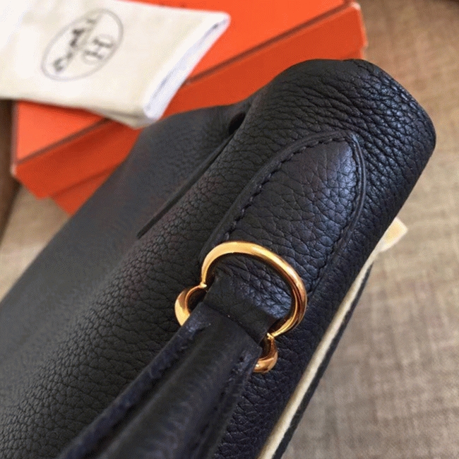 Black Clemence Copy Hermes Kelly Retourne 28cm Luxe Handbag angle 2