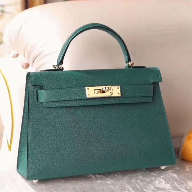 Malachite Chevre Replica Luxury Hermes Kelly 20cm Bag