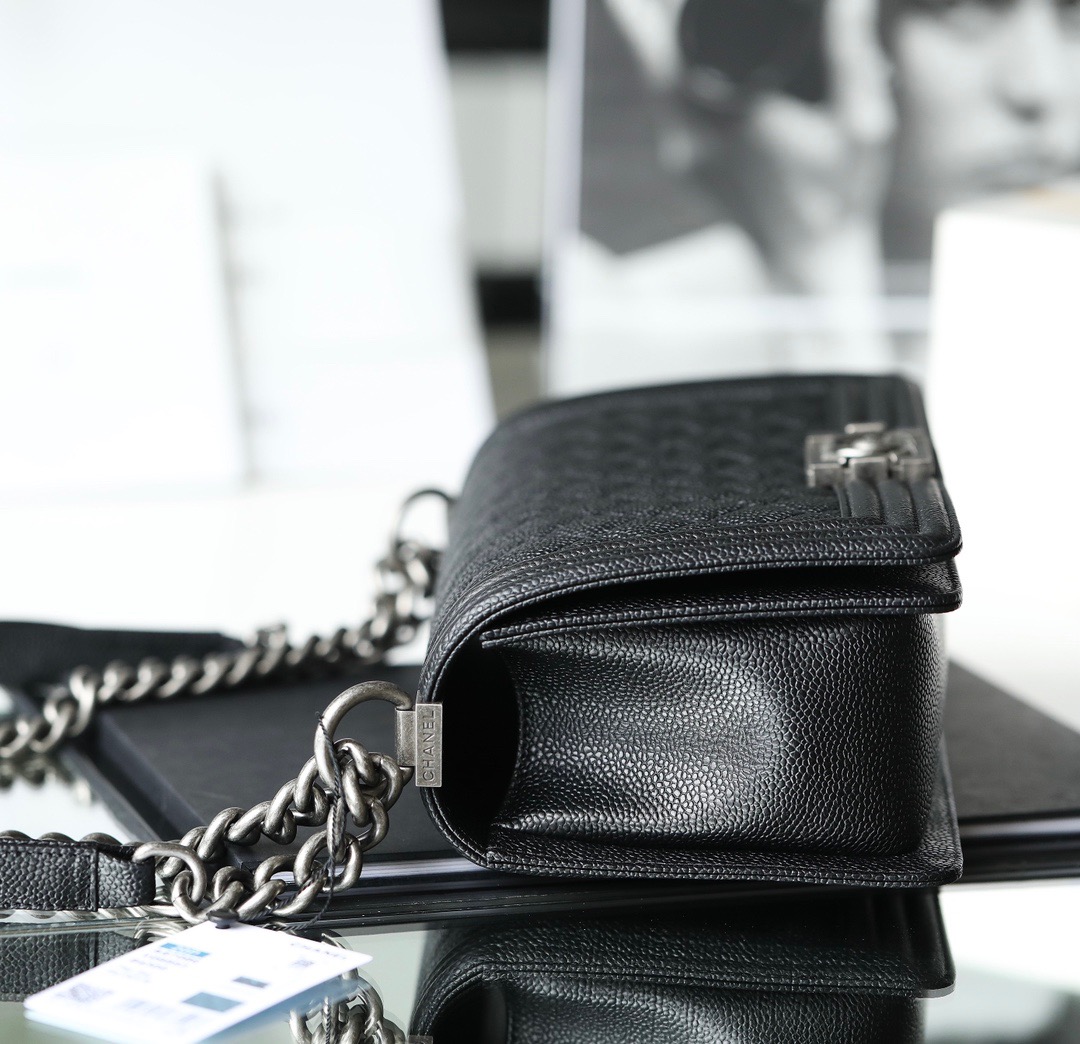 Chanel Boy Sliver Hardware Caviar Cow Leather angle 3