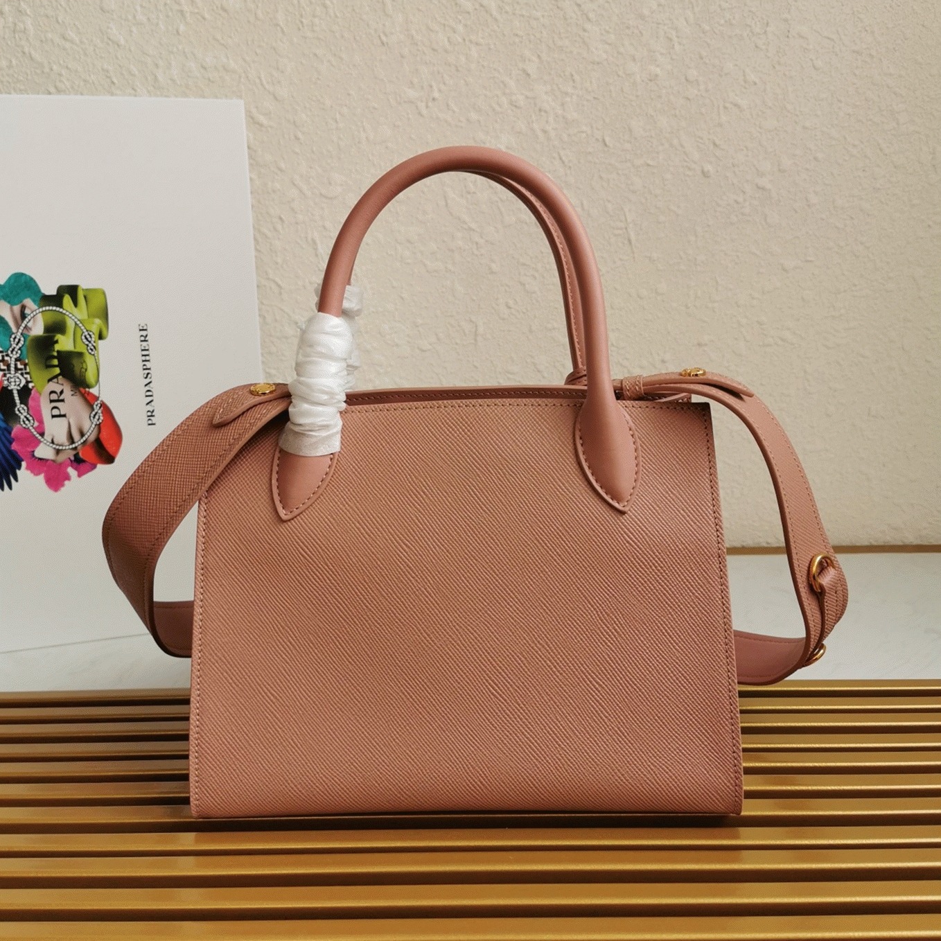 Pink Prada Monochrome Mini Bag Fake Version angle 4