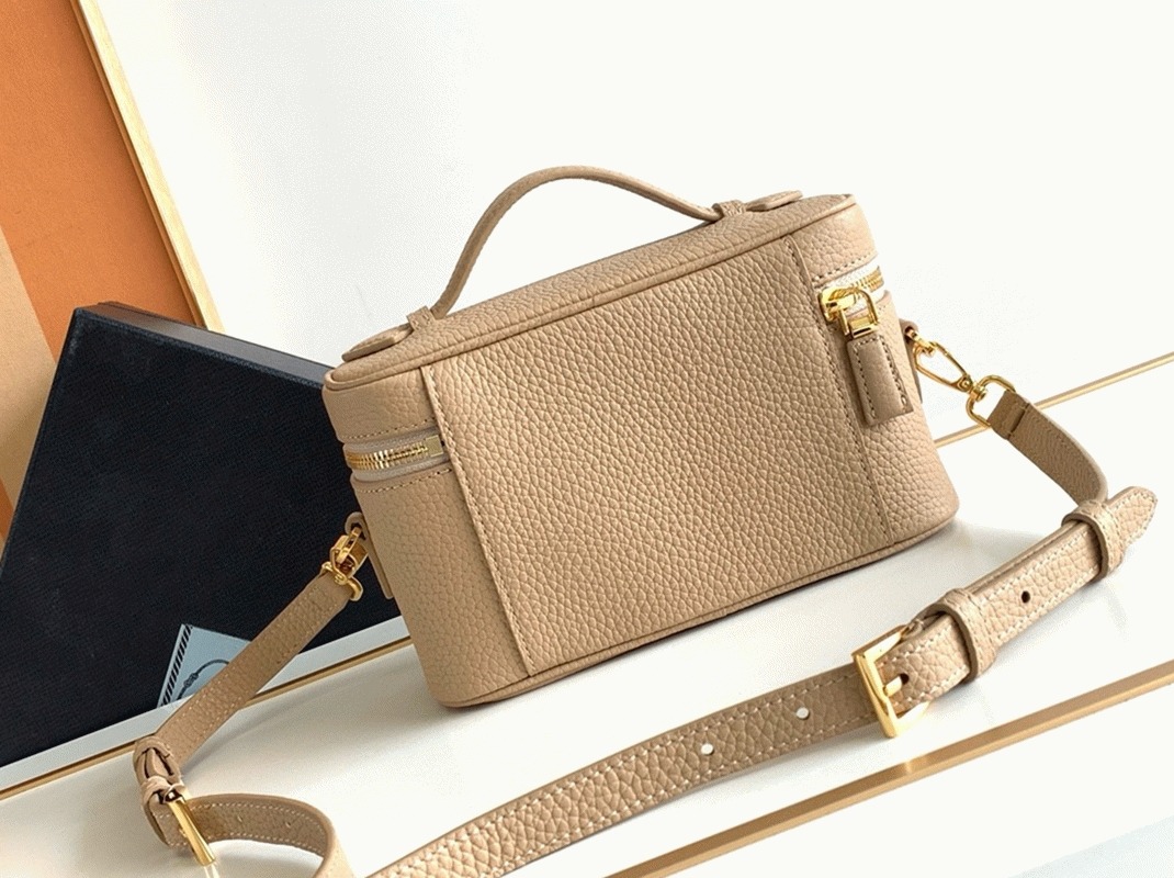 Prada Mini Vanity Bag Fake in Sand Beige angle 3