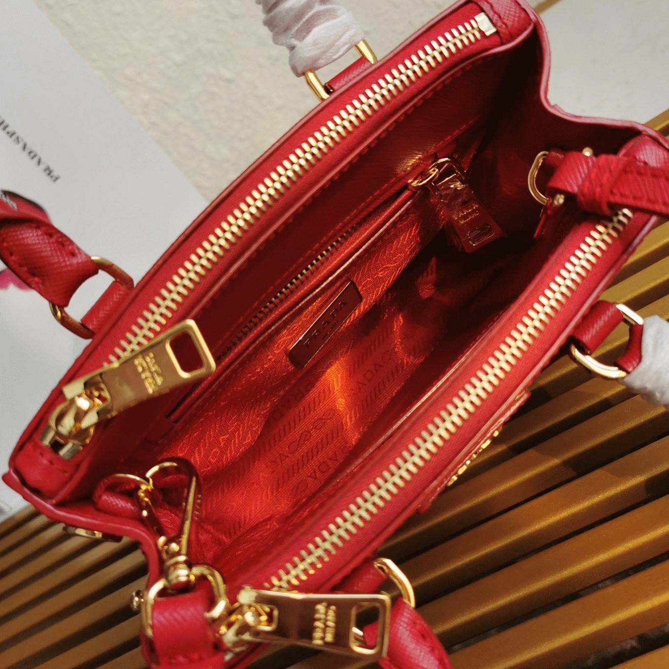 Red Prada Mini Galleria Bag Replica angle 3