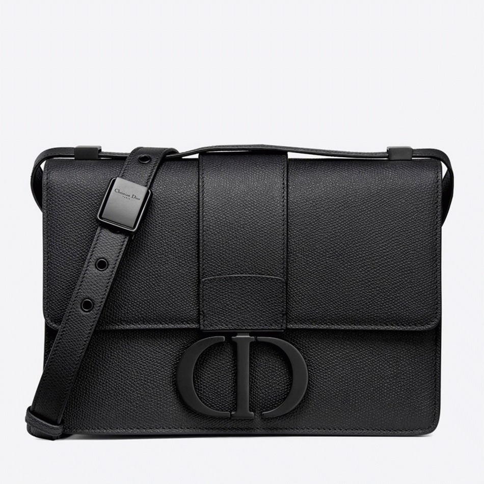 Dior 30 Montaigne Medium Bag Fake in Black Ultramatte Grained Calfskin