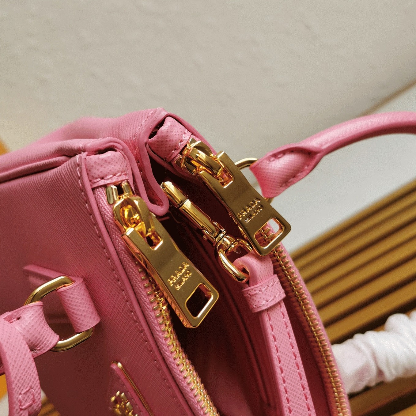 Pink Prada Mini Galleria Bag Fake angle 2