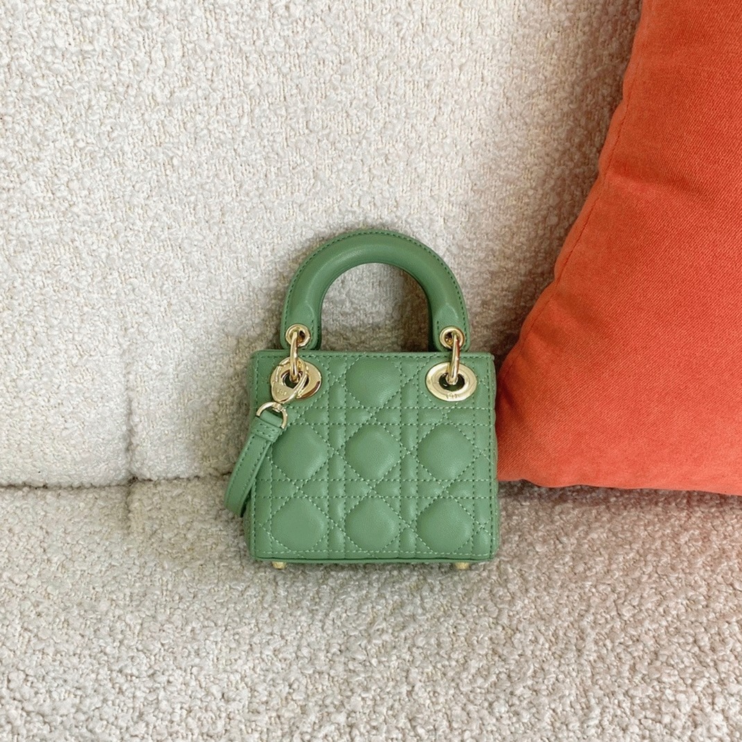 Dior Lady Dior Micro Bag Knockoff in Mint Cannage Lambskin angle 4