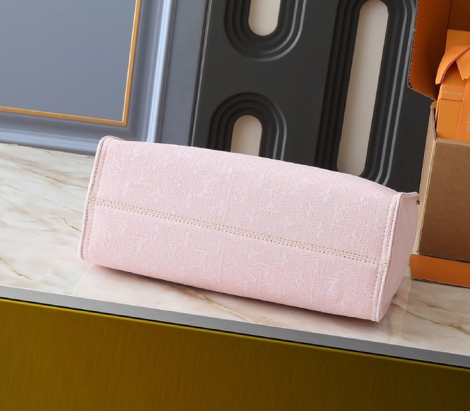 Monogram Denim OnTheGo MM In Washed Pink angle 4