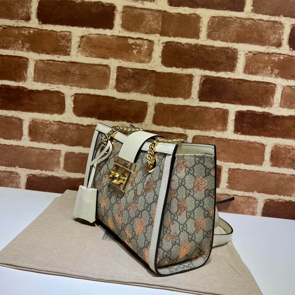 GG Padlock small berry tote bag angle 3