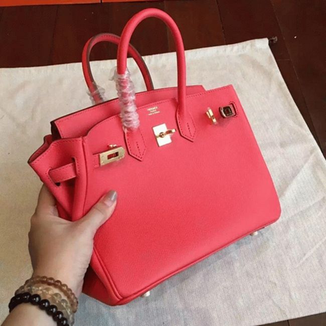 Rose Red Hermes Birkin 25cm AAA Imitation angle 3
