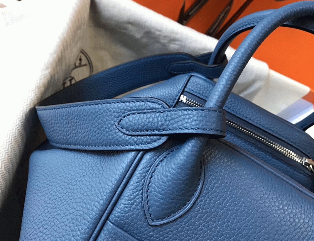 Copy Hermes Lindy 30cm bag in blue agate shade angle 3