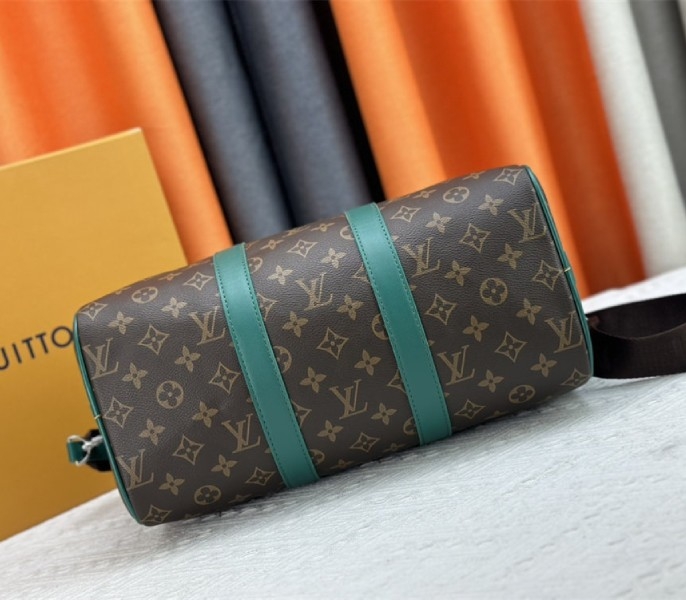 Louis Vuitton Monogram Macassar Canvas Keepall Bandouliere 35 In Borneo Green angle 5