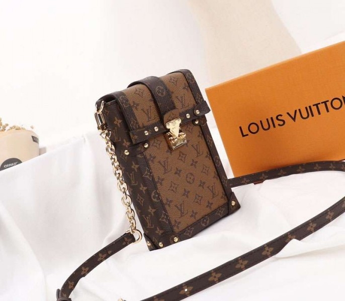 Louis Vuitton Monogram Reverse Canvas Vertical Trunk Pochette angle 2