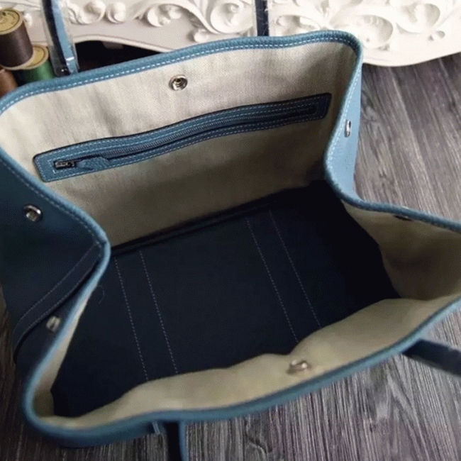 Jean Blue Replica AAA Hermes Garden Party 30cm Canvas Tote angle 4