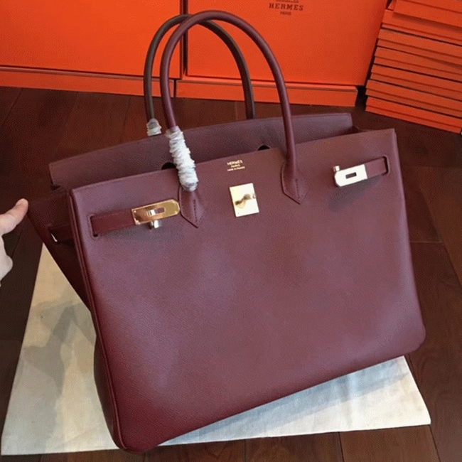 Bordeaux Imitation Copy Hermes Birkin 40cm Handbag angle 3