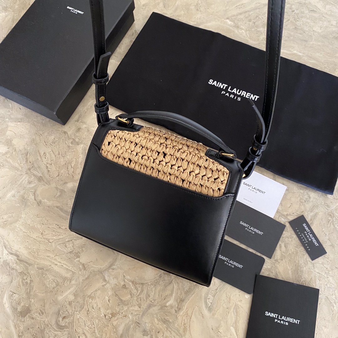 KAIA MIDDLE SATCHEL IN RAFFIA AND LEATHER angle 4