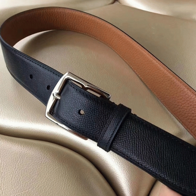 Black epsom leather fake Hermes Etriviere belt angle 2
