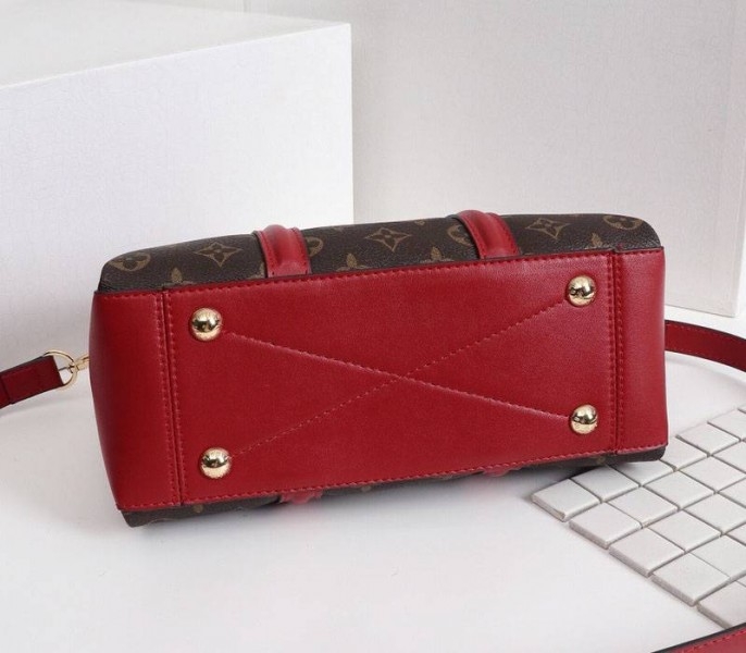 Louis Vuitton Monogram Canvas Soufflot BB Bag In Cerise Red angle 4