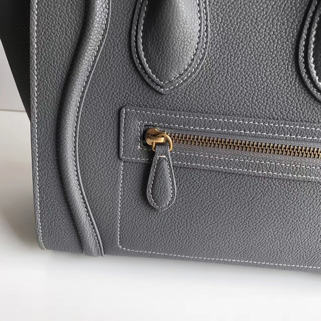 Celine Micro Luggage Tote Bag Faux in Kohl angle 2