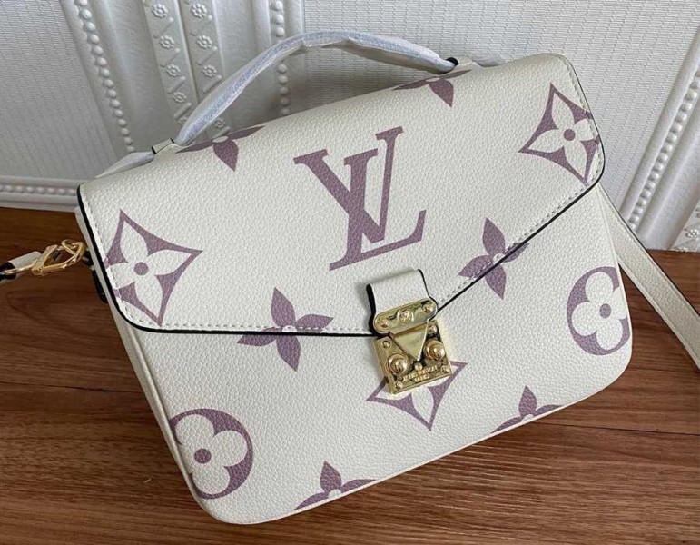 Louis Vuitton Bicolor Monogram Empreinte Metis Bag In Cream And Bois De Rose Pink angle 3