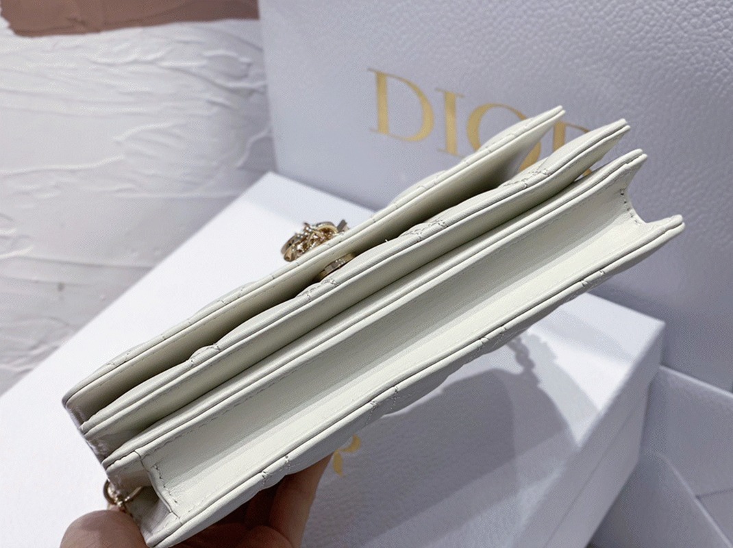 Dior Miss Dior Mini Bag Fake in White Cannage Lambskin angle 5