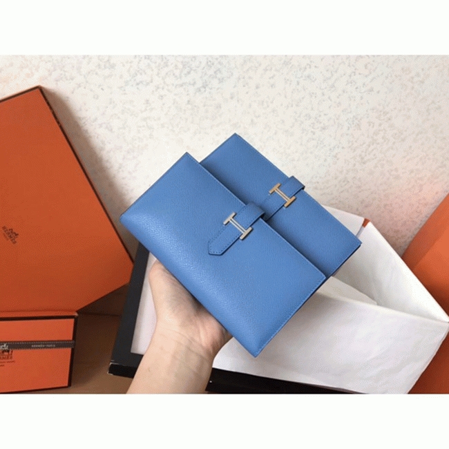 Blue Jean Epsom Replica Hermes Bearn Wallet angle 3