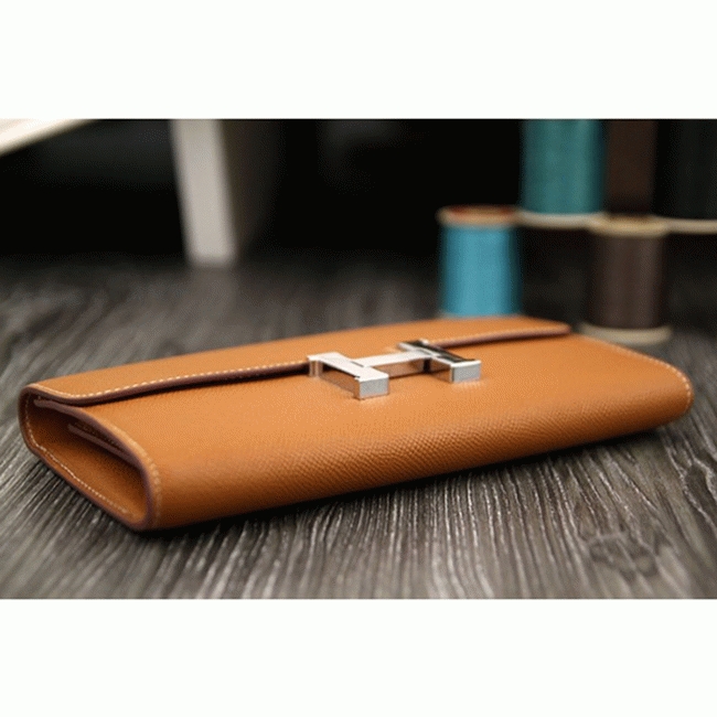 Brown replica Hermes Constance wallet angle 3