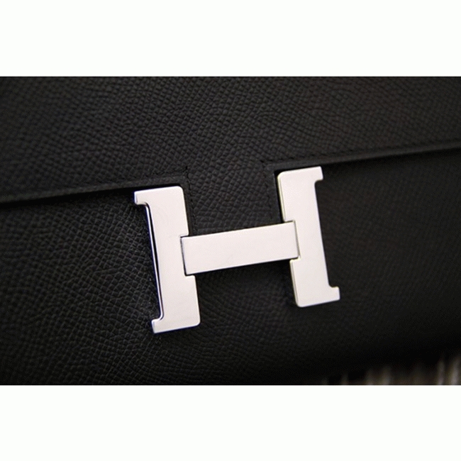Black fake designer Hermes Constance wallet angle 4
