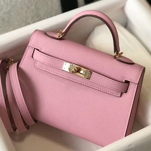 Hermes Kelly Mini II Bag Fake in Mauve Sylvestre