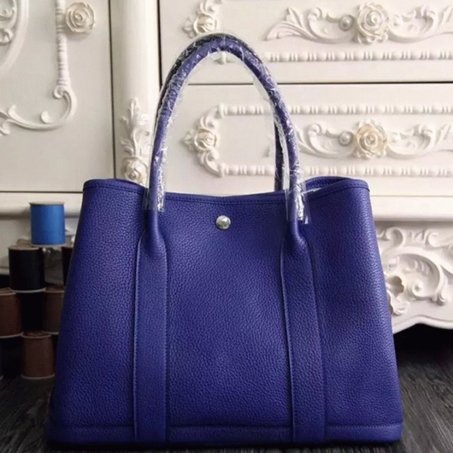 Electric Blue Leather Fake Hermes Garden Party 36cm Tote Bag
