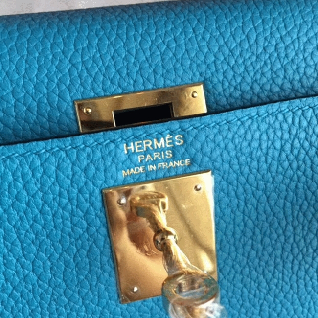 Turquoise Clemence Imitation Hermes Kelly Retourne 28cm Colorful Bag angle 3