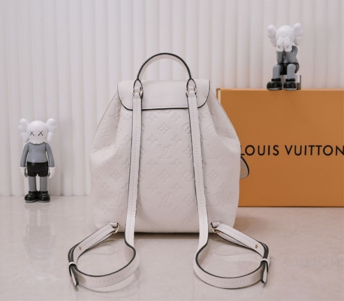 Louis Vuitton Monogram Empreinte Leather Montsouris PM Backpack In White angle 3