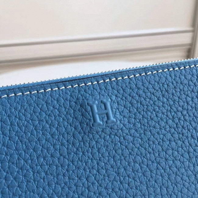 Blue Jean Fake Designer Hermes Wallet Azap Zipped angle 2