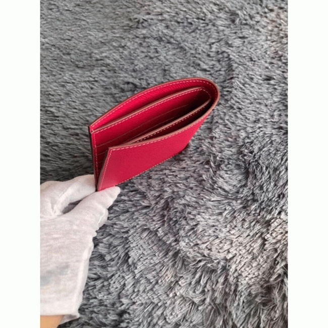 Rose red top fake Hermes Copernic compact wallet angle 3