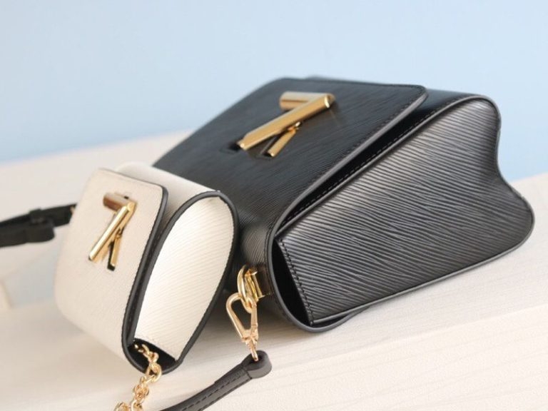 Louis Vuitton Epi Leather Twist MM And Twisty Bag In Black And White angle 4