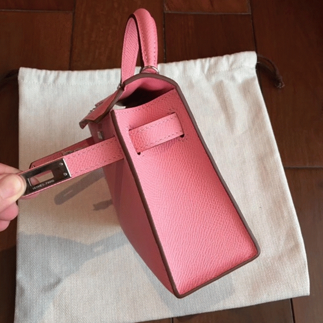 Rose Confetti Epsom Budget Knockoff Hermes Kelly 20cm Purse angle 4