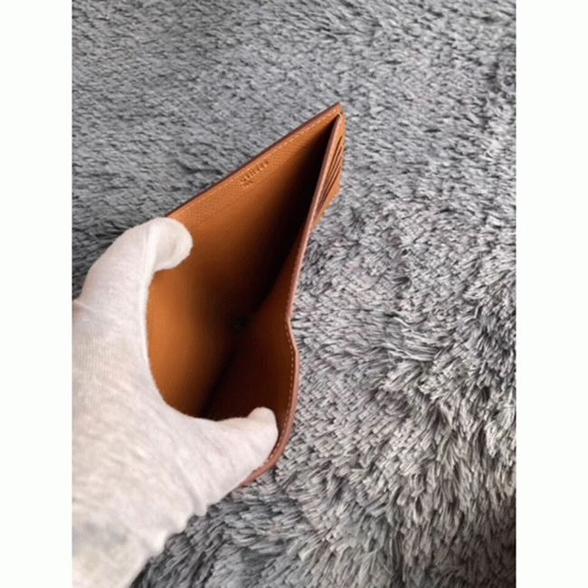 Brown top replica Hermes Copernic compact wallet angle 4