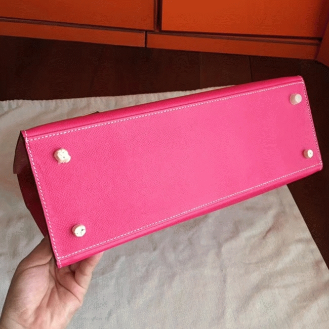 Rose Tyrien Epsom Fake Hermes Kelly 32cm Sellier Bright Tote angle 4