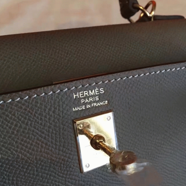 Etoupe Epsom Knockoff Hermes Kelly Sellier 28cm Elegant Classic Purse angle 2
