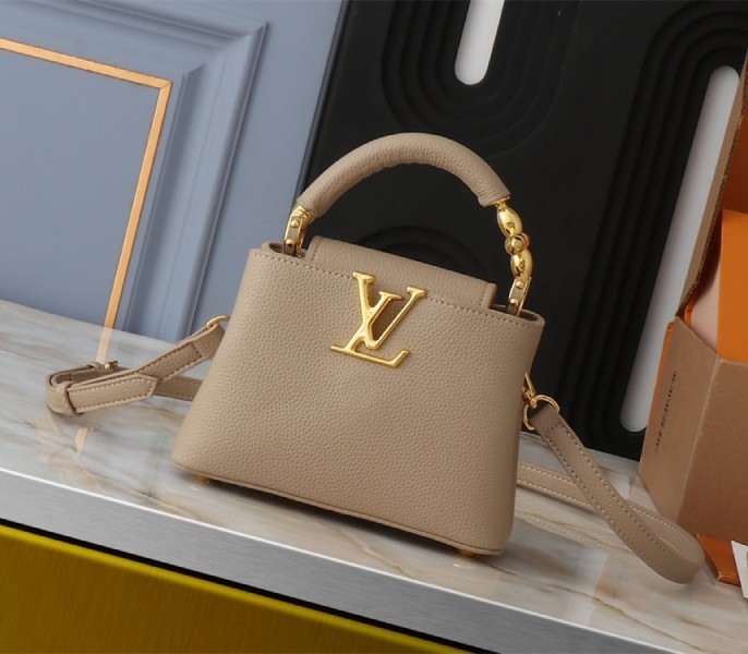 Louis Vuitton Capucines Mini Capucines Handbag In Galet Gray