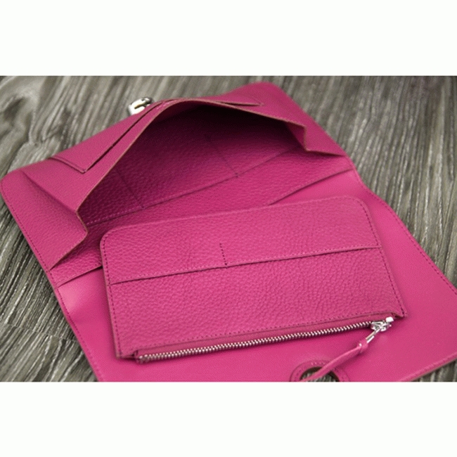 Purple knockoff designer Hermes Dogon combine wallet angle 4
