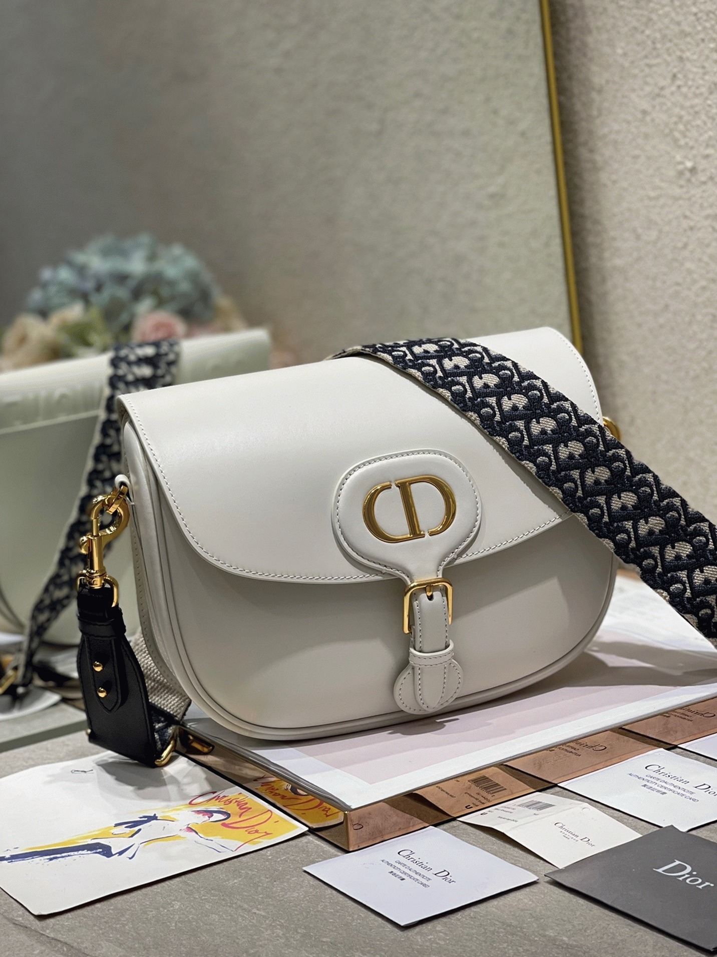 Dior Bobby Large Bag Replica in White angle 4