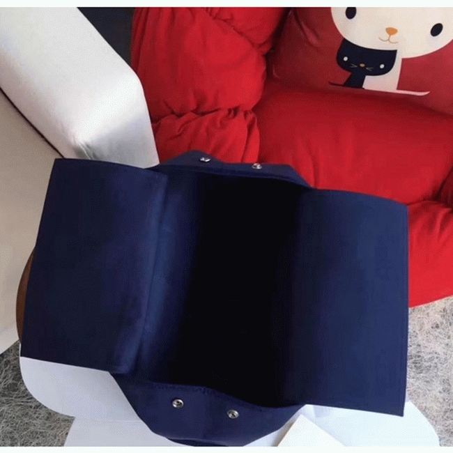 Dark Blue Canvas Knockoff Hermes Cabag Elan Casual Tote angle 2