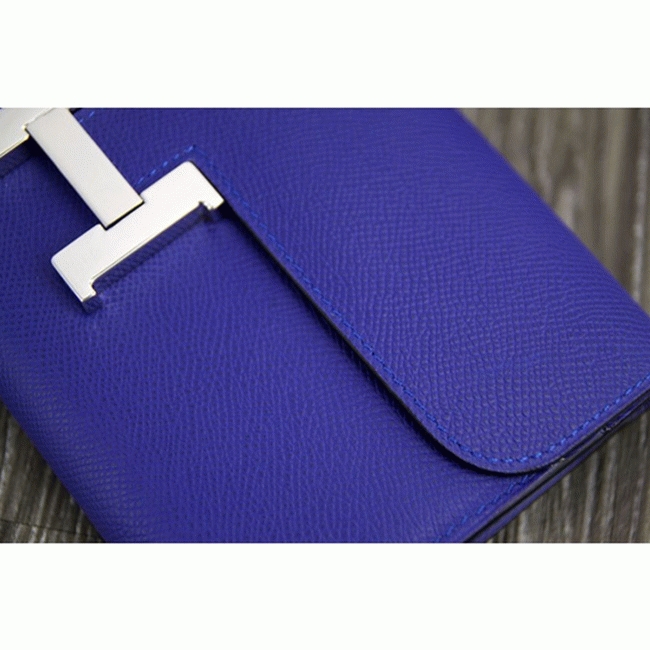 Electric blue replica Hermes Constance wallet angle 5