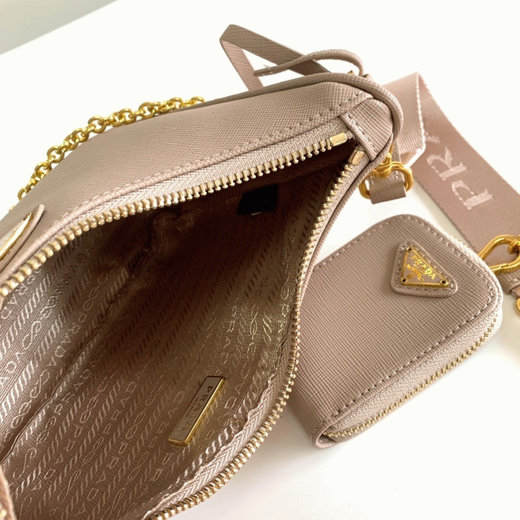 Prada Re-Edition 2005 Shoulder Bag Fake in Taupe angle 2