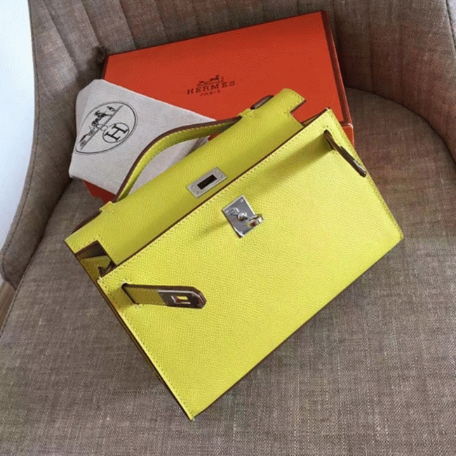 Soufre Epsom Knockoff Hermes Kelly Pochette Vibrant Handbag angle 2